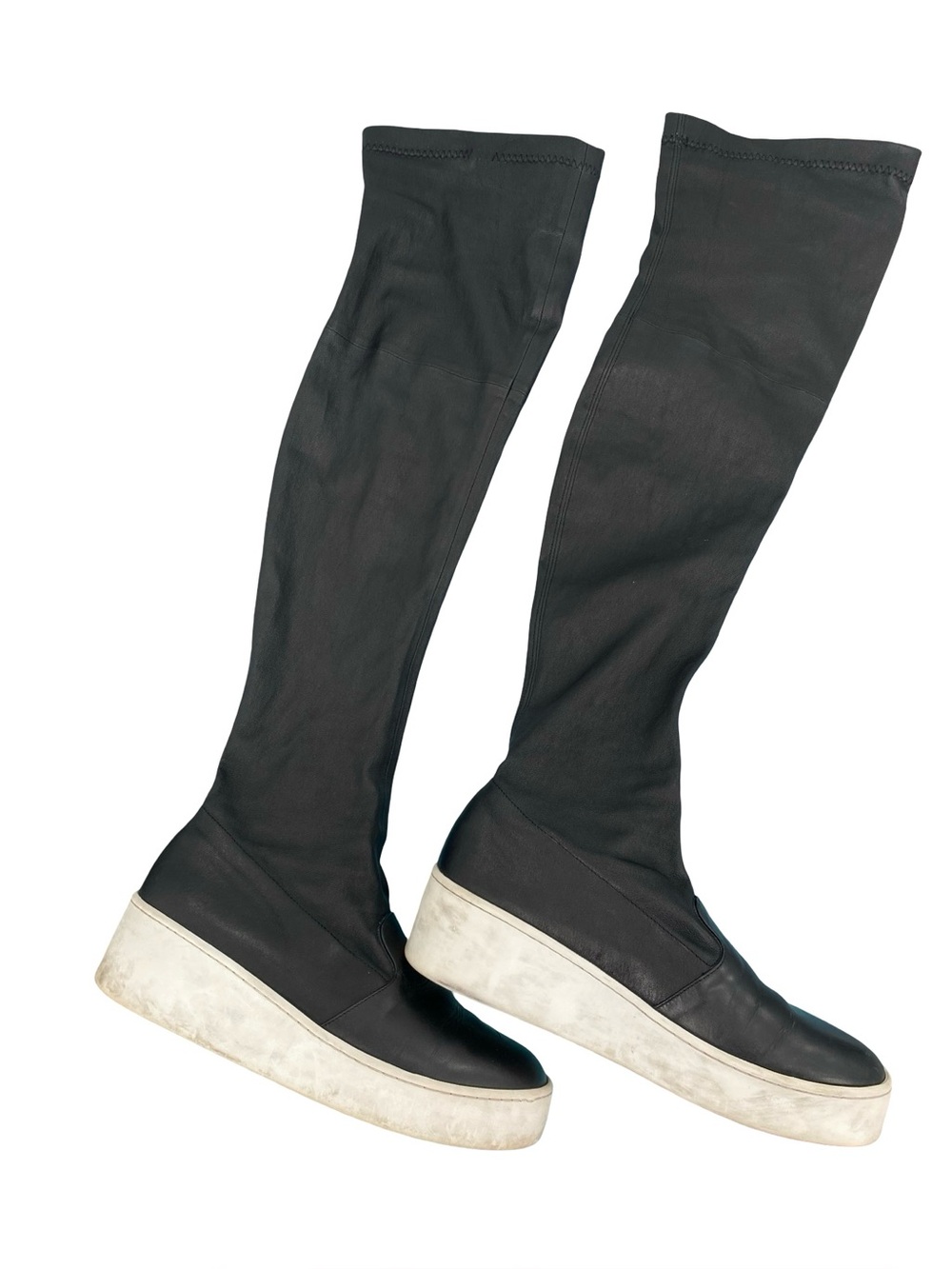 Robert Clergerie Black Leather Over The Knee Sock Boots Size 7.5